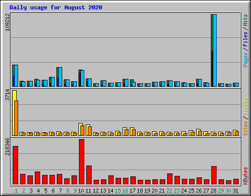 Daily usage for August 2020