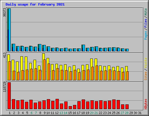 Daily usage for February 2021