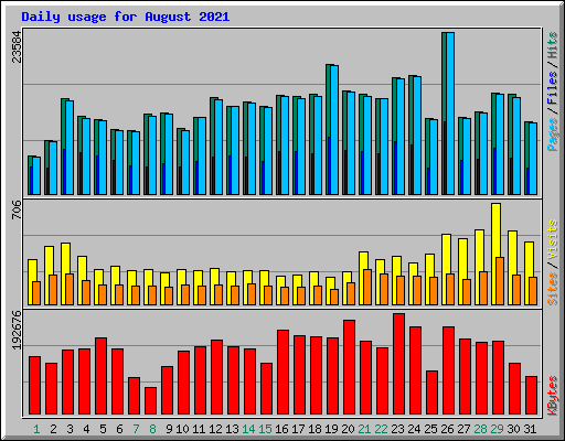 Daily usage for August 2021