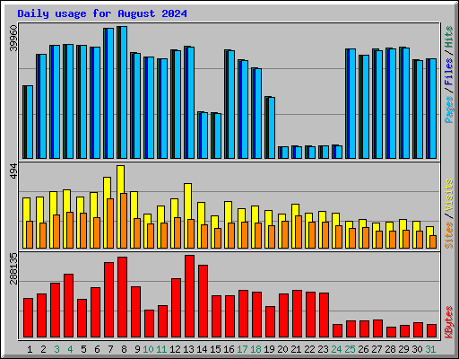 Daily usage for August 2024