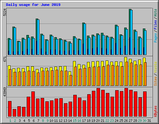 Daily usage for June 2019