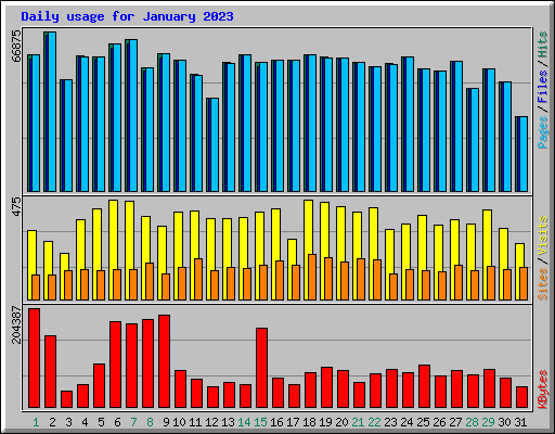 Daily usage for January 2023